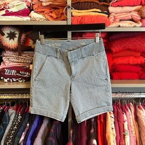 J Crew Andie cuffed blue and white pinstriped Bermuda 8” size 00 shorts​